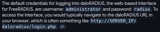 DaloRADIUS Creds